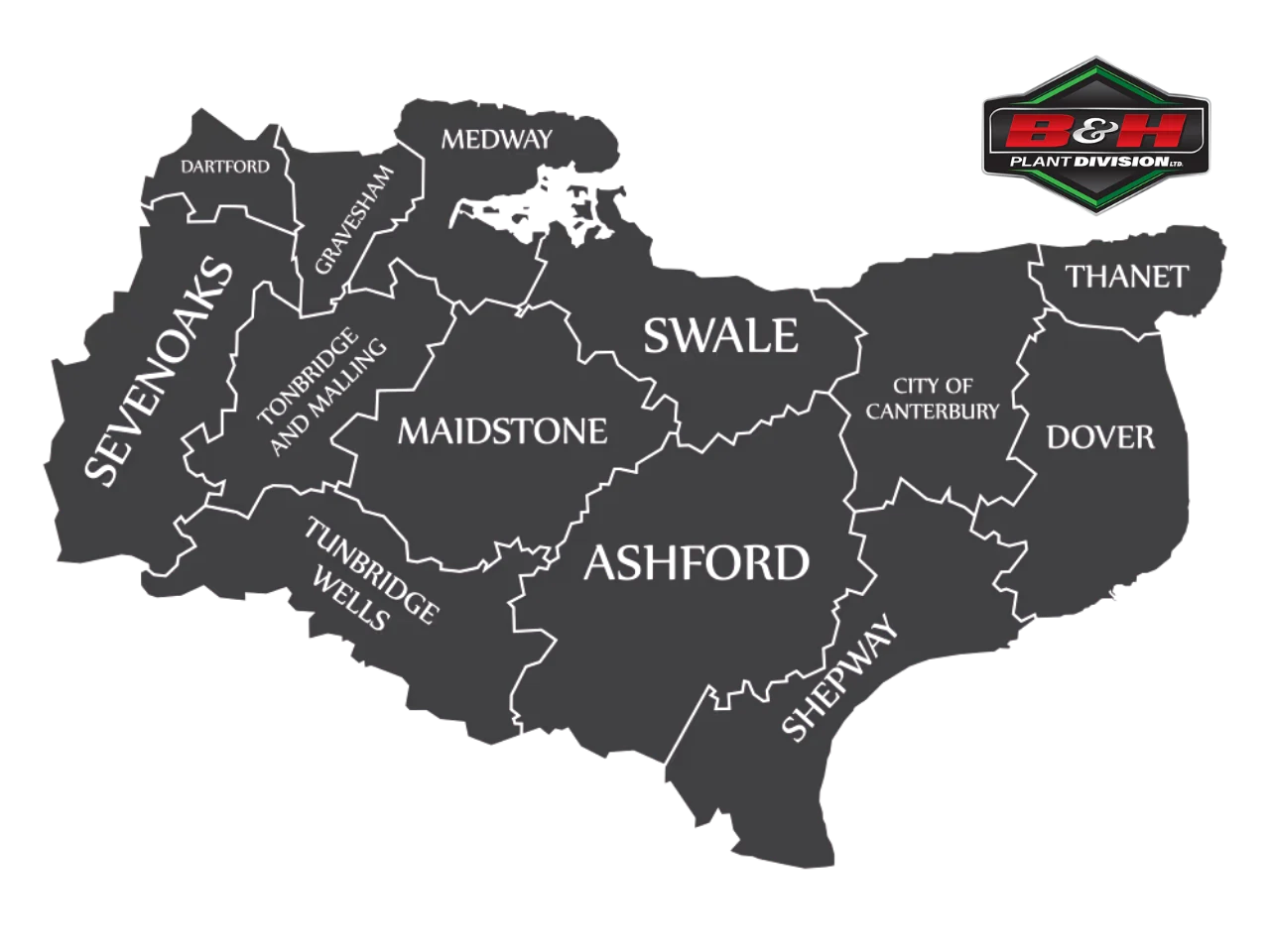 Kent Map Band H Plant Hire